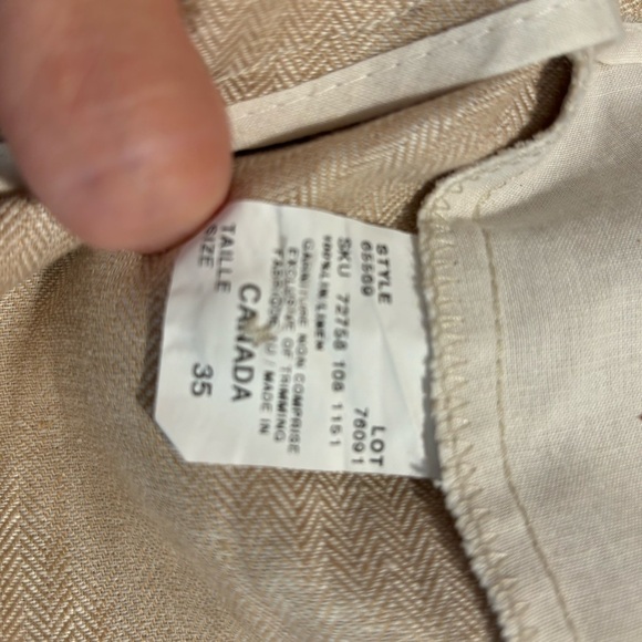 LE CHATEAU Sz 35 Pants 100% Linen Straight Leg Zipper Pockets Unlined Trousers - Picture 7 of 8